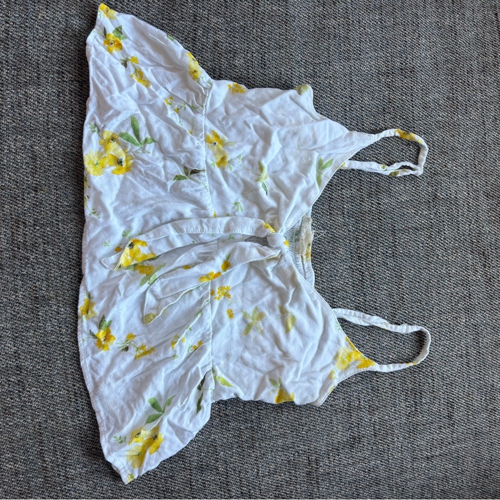 Floral White and Yellow Tank Top